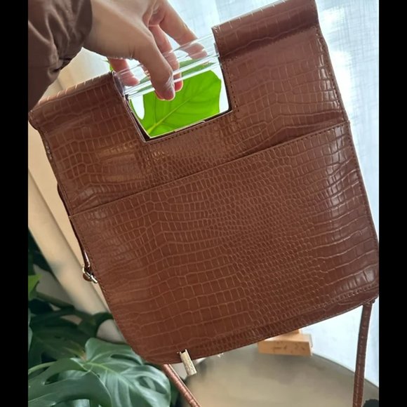 Beis The Crossbody in Cognac Croc - Picture 9 of 11